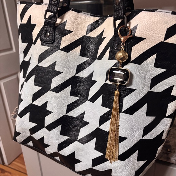 Bag Charm - Smoky Quartz Stone & Gold Tassel - Handbag Charm / Purse - Upcycled - Picture 5 of 8